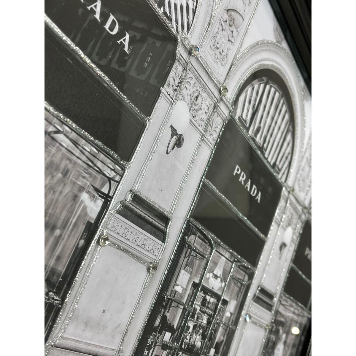 Designer Store Monochrome Liquid Art with Mirrored Frame 70x30cm – image 2