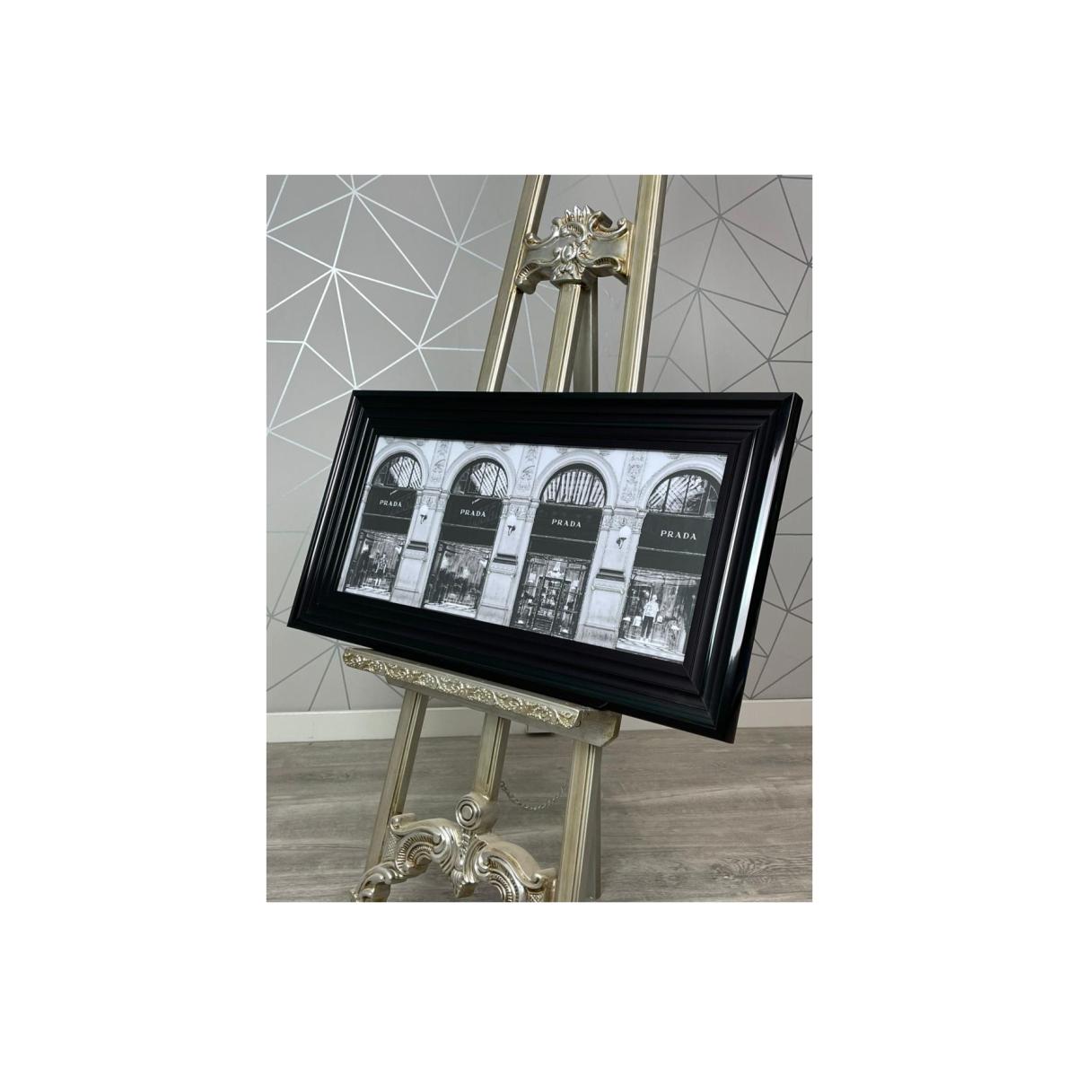 Designer Store Monochrome Liquid Art with Mirrored Frame 70x30cm – image 1