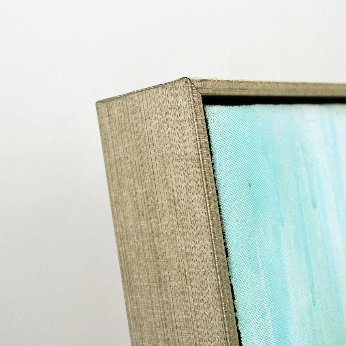 Mineral Aqua Haze Abstract Canvas with Brushed Silver Frame 100x80cm – image 3