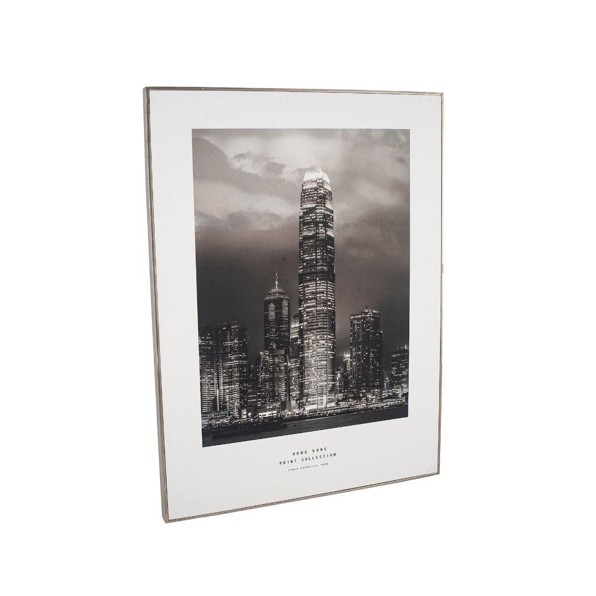 Mono Hong Kong Print Silver Wall Art 60cmx80cm – image 2