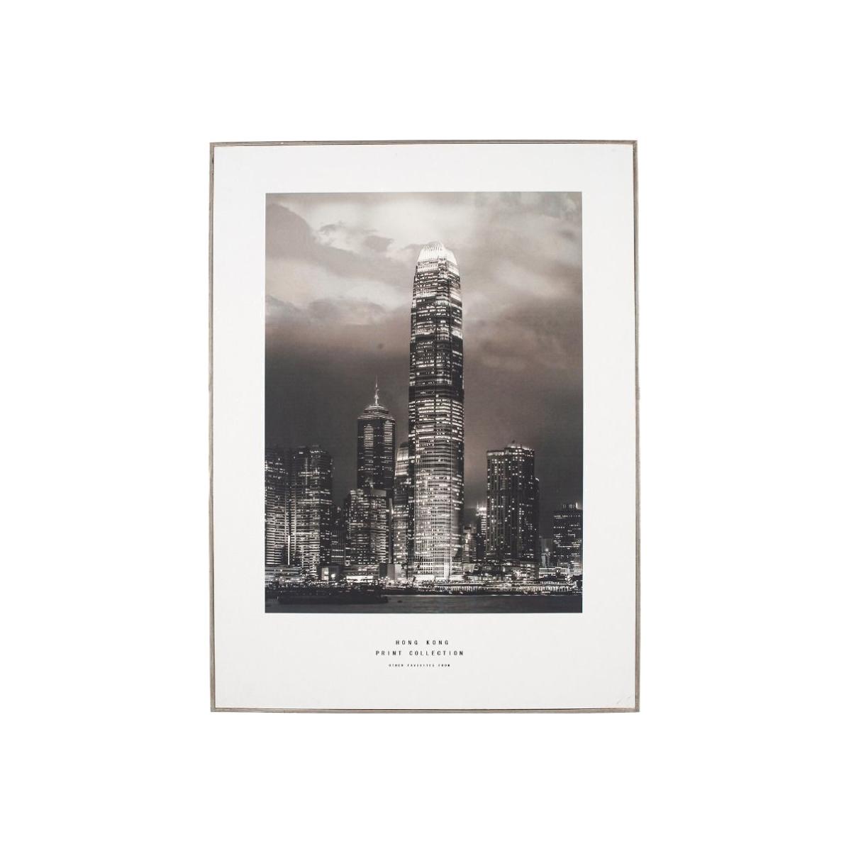 Mono Hong Kong Print Silver Wall Art 60cmx80cm – image 1