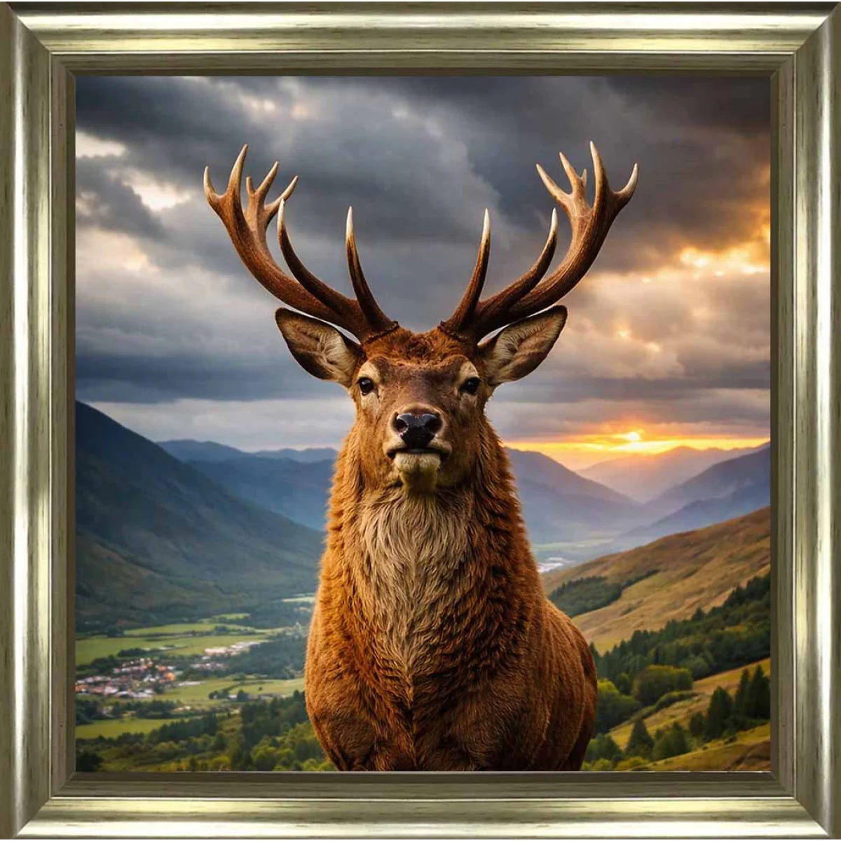 Head Of The Stags Framed Wall Art – 70 x 70cm – image 2