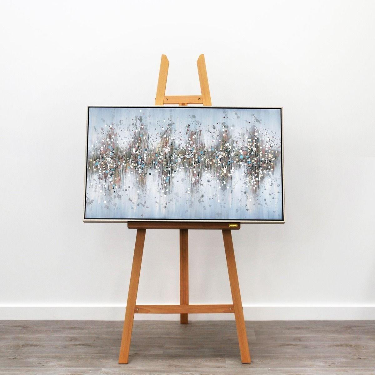 Transition Abstract Grey Canvas with Brushed Silver Frame 60x100cm – image 2