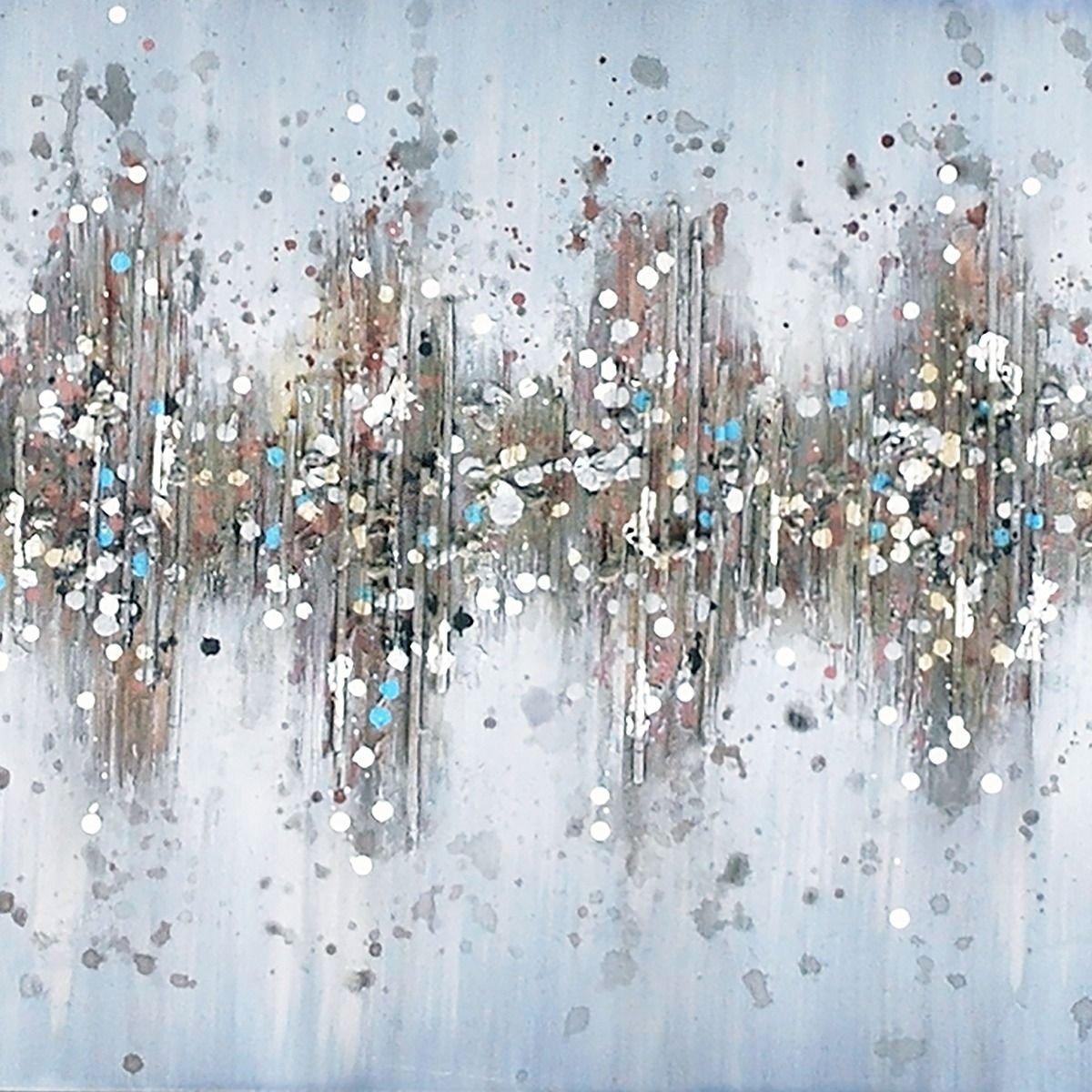 Transition Abstract Grey Canvas with Brushed Silver Frame 60x100cm – image 4