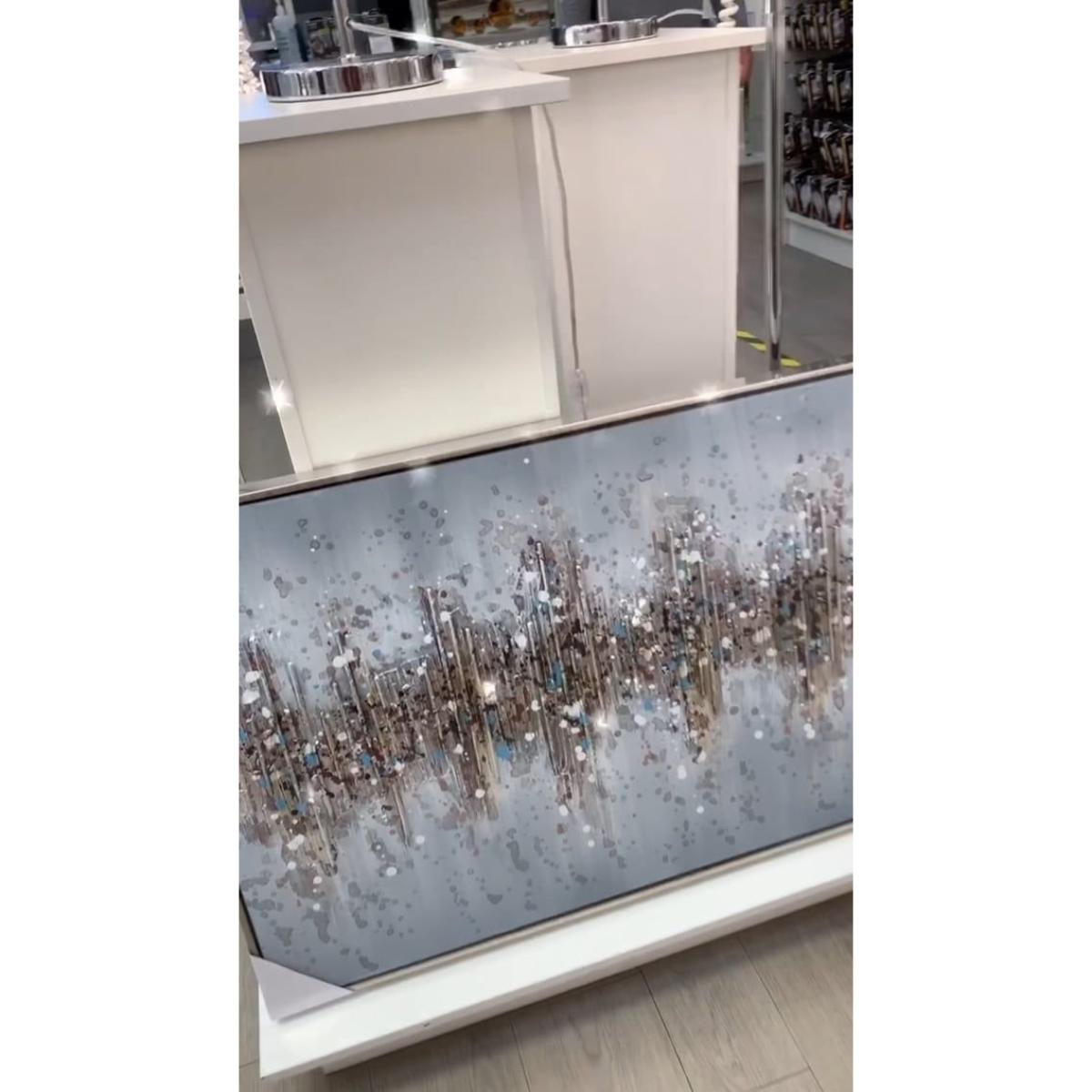 Transition Abstract Grey Canvas with Brushed Silver Frame 60x100cm – image 6