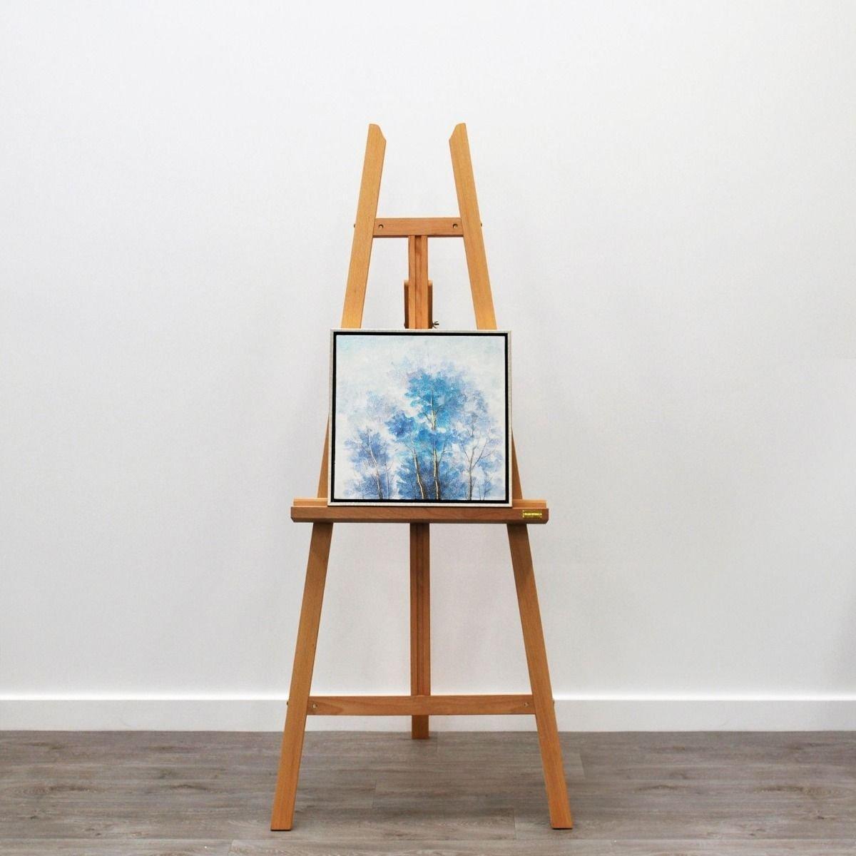 Small Tree Haze Powder Blue Canvas with Brushed Silver Frame 40x40cm – image 3