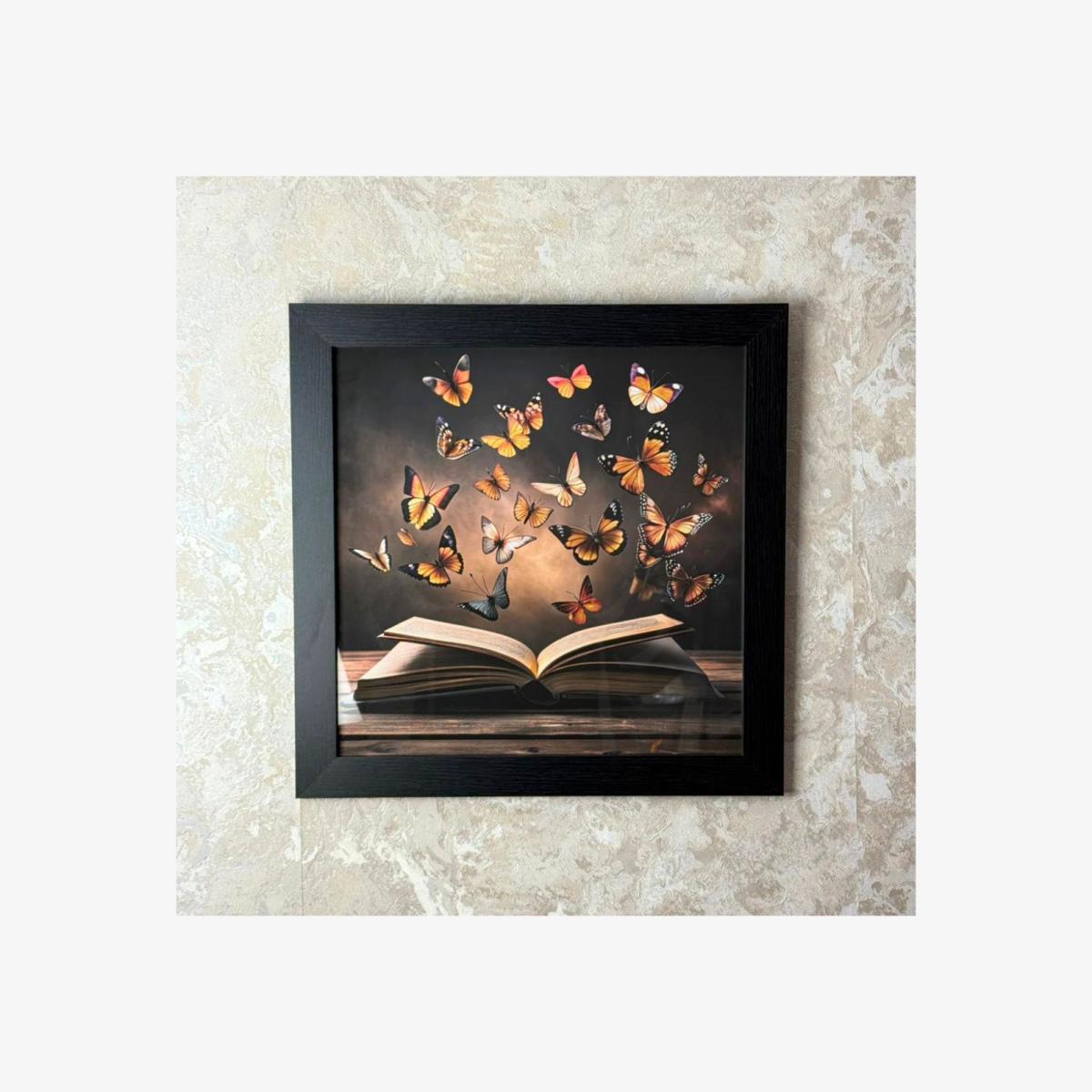 Butterfly Pages Wall Art with Black Frame