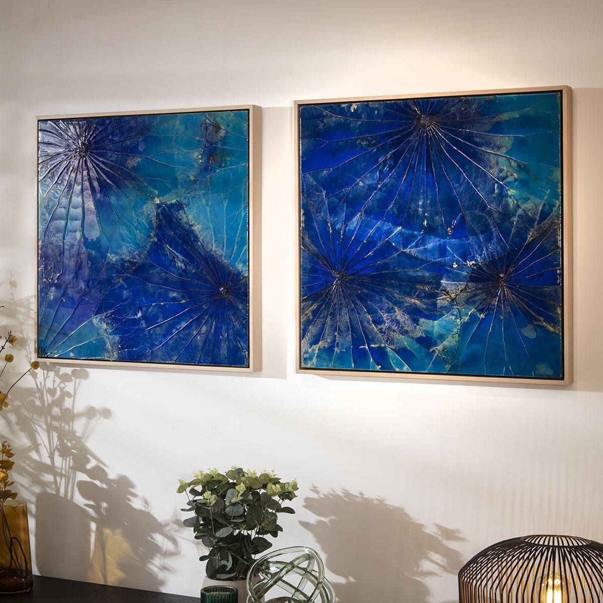 2-Piece Square Abstract Framed Wall Artwork Set Blue 120x60cm – image 2