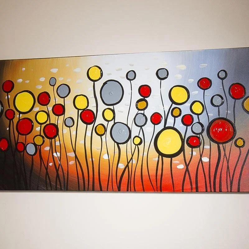Large Oil Painting/Art/Picture Mounted Wood Frame Muiti Colour Bubbles – image 2
