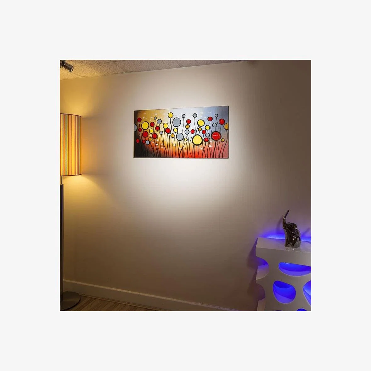 Large Oil Painting/Art/Picture Mounted Wood Frame Muiti Colour Bubbles – image 1