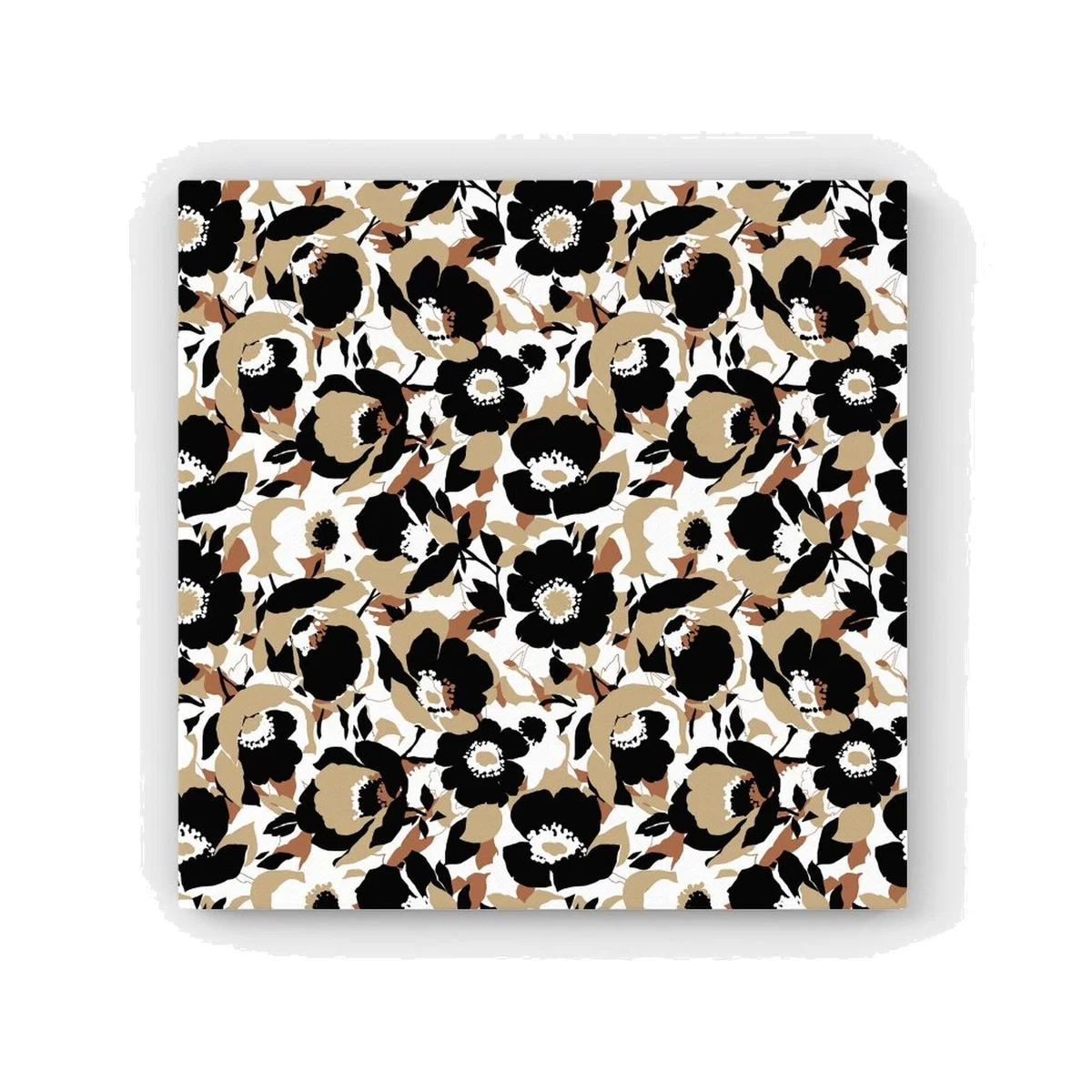 Modern Flower Pattern HD Metal Print - Brown / 56cm