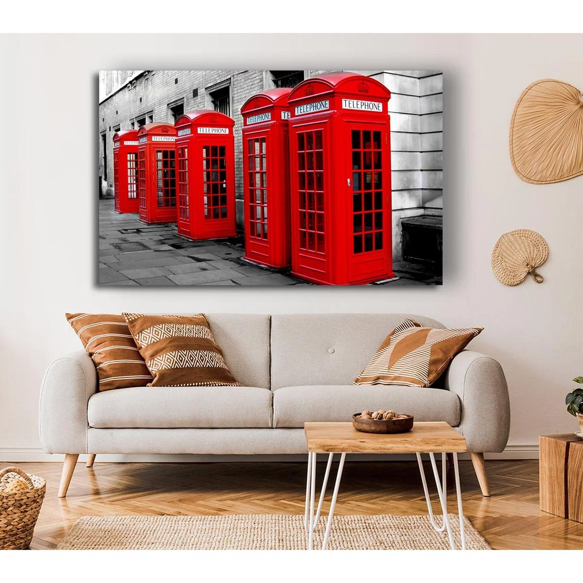 London Red Telephone Boxes Canvas Print Wall Art - Yellow / 66.04cm – image 3