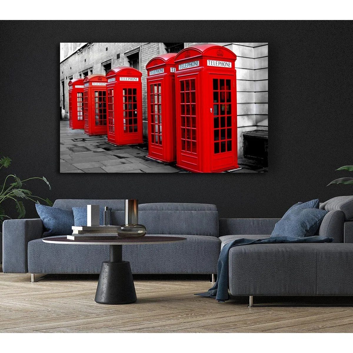 London Red Telephone Boxes Canvas Print Wall Art - Yellow / 66.04cm – image 5