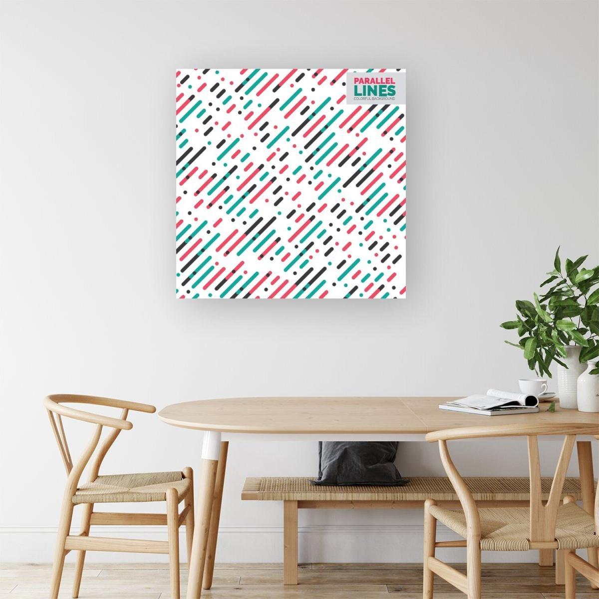 Overlapping Coloured Diagonal Lines Canvas Print - Pink / Small – image 2