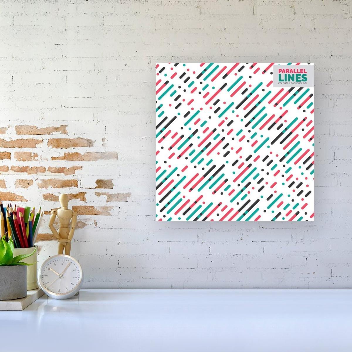 Overlapping Coloured Diagonal Lines Canvas Print - Pink / Small – image 3
