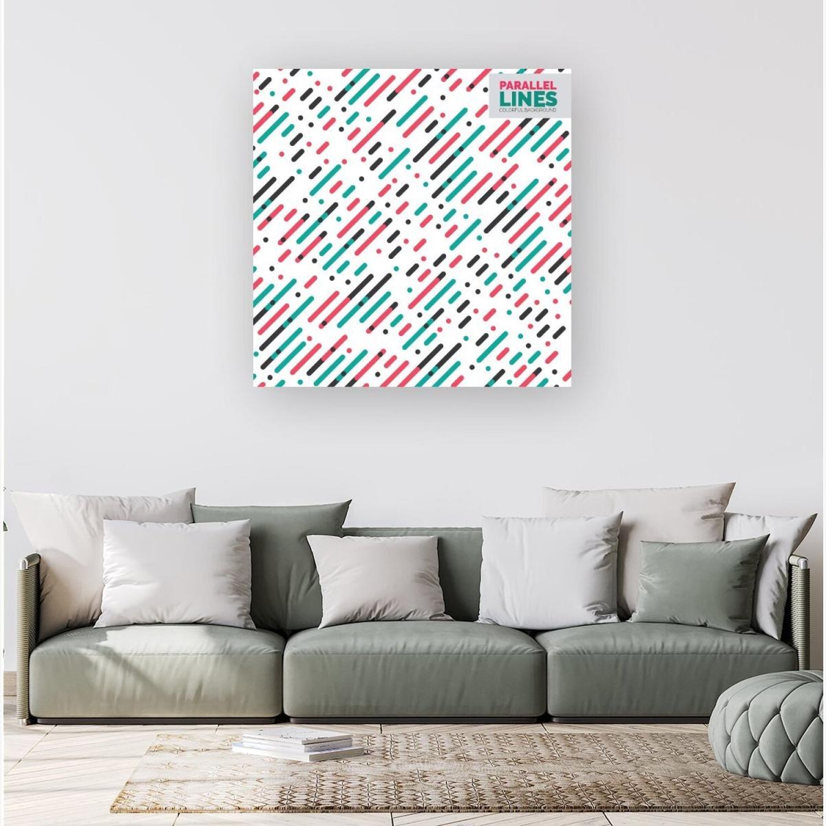 Overlapping Coloured Diagonal Lines Canvas Print - Pink / Small – image 1