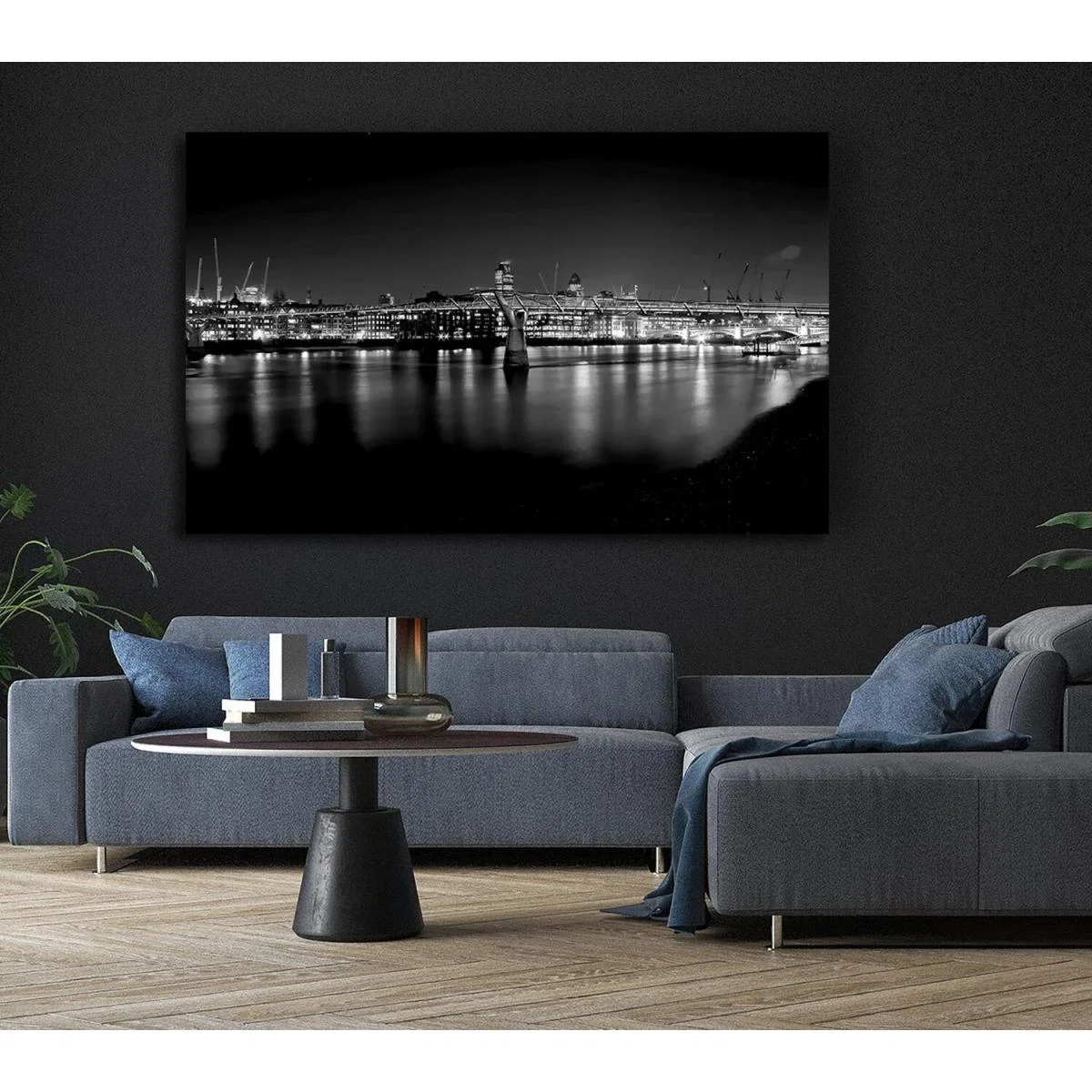 London Thames B n W Nights Canvas Print Wall Art - Yellow / 35.56cm – image 4