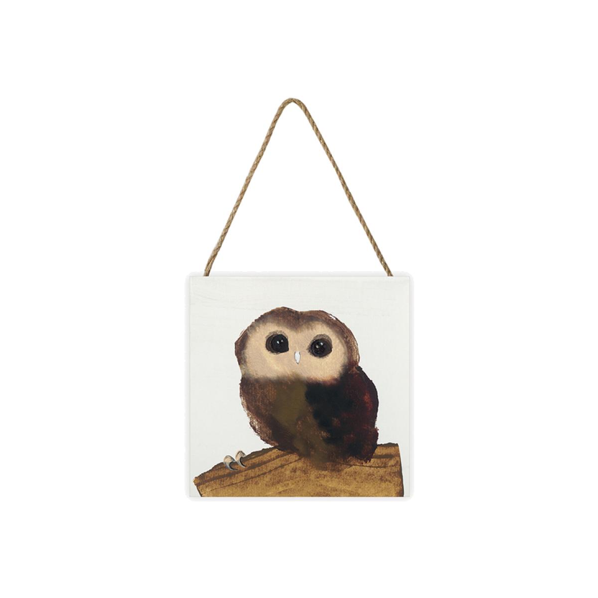 Julia Burns (Little Owl) Wooden Block - White