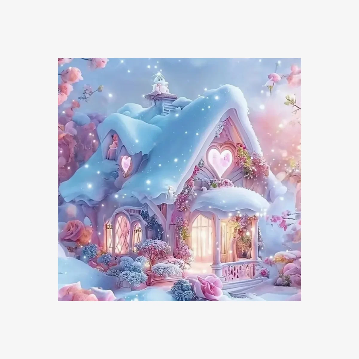 Fairytale Snowy Cottage Diamond Painting Kit - Multi – image 1