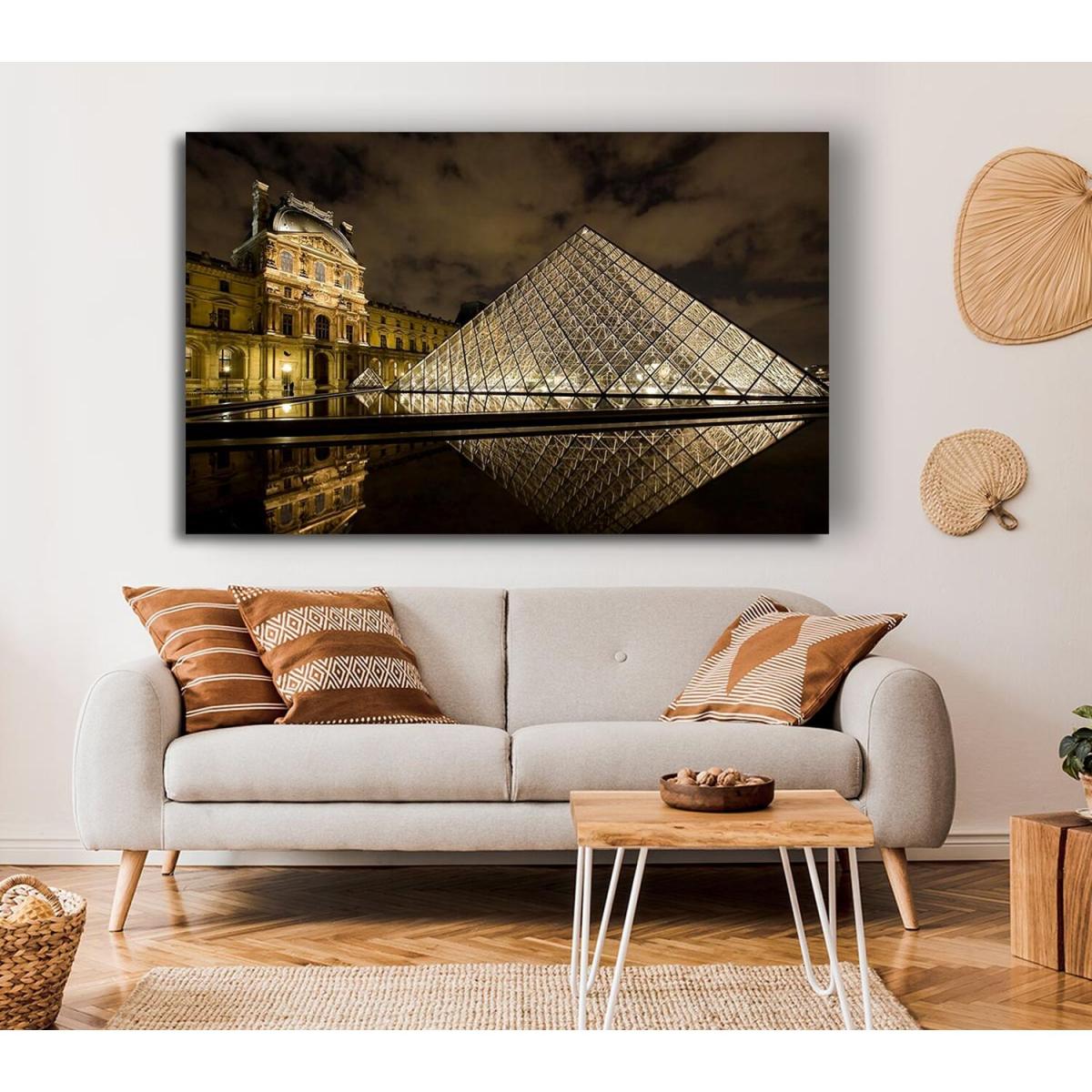 Louvre Museum Paris France Canvas Print Wall Art - Yellow / 50.8cm – image 4
