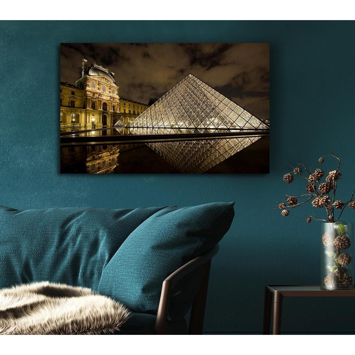 Louvre Museum Paris France Canvas Print Wall Art - Yellow / 50.8cm – image 5