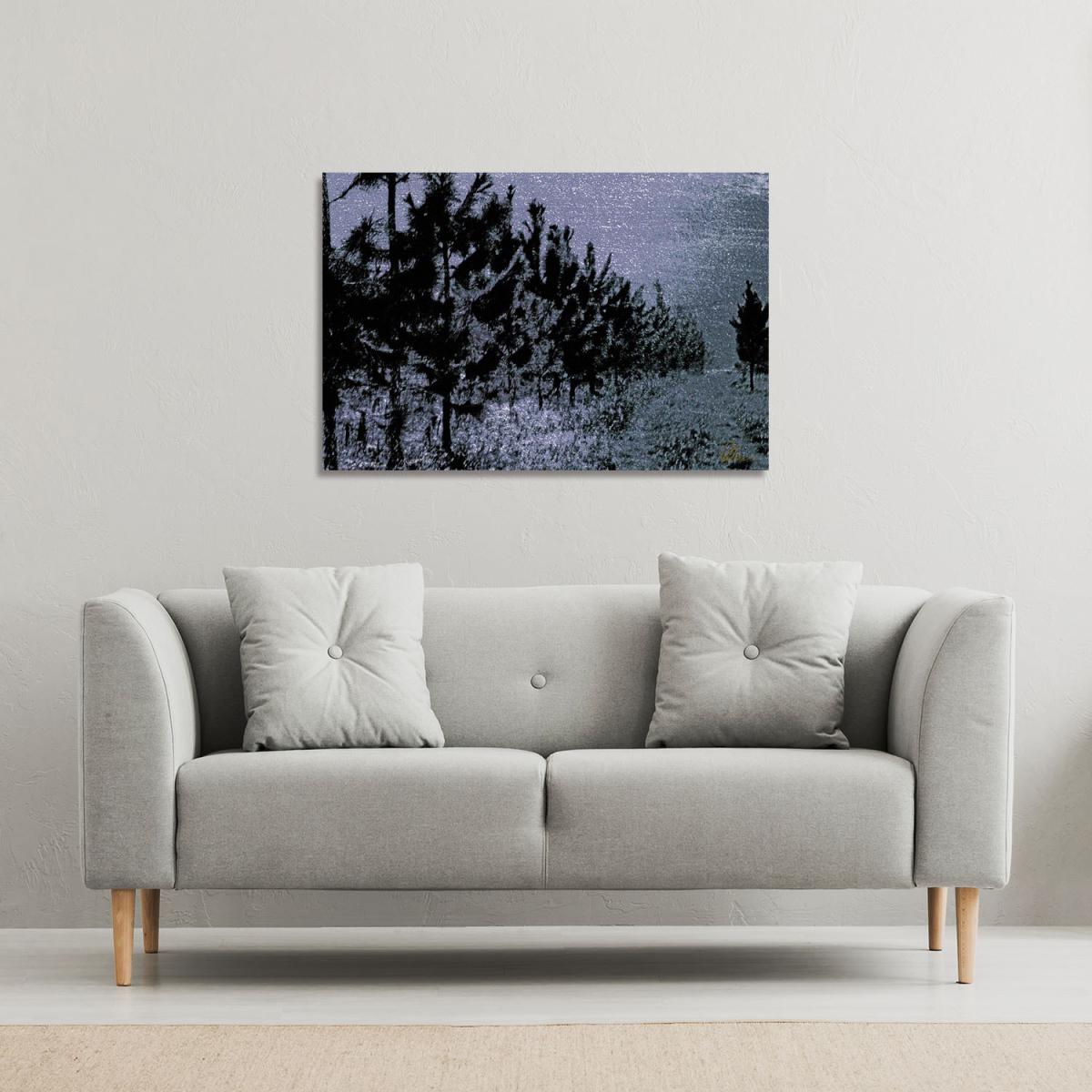 'Star Tree Line' by 17 Stories Graphic Art Wrapped on Canvas - Blue / 46cm – image 3