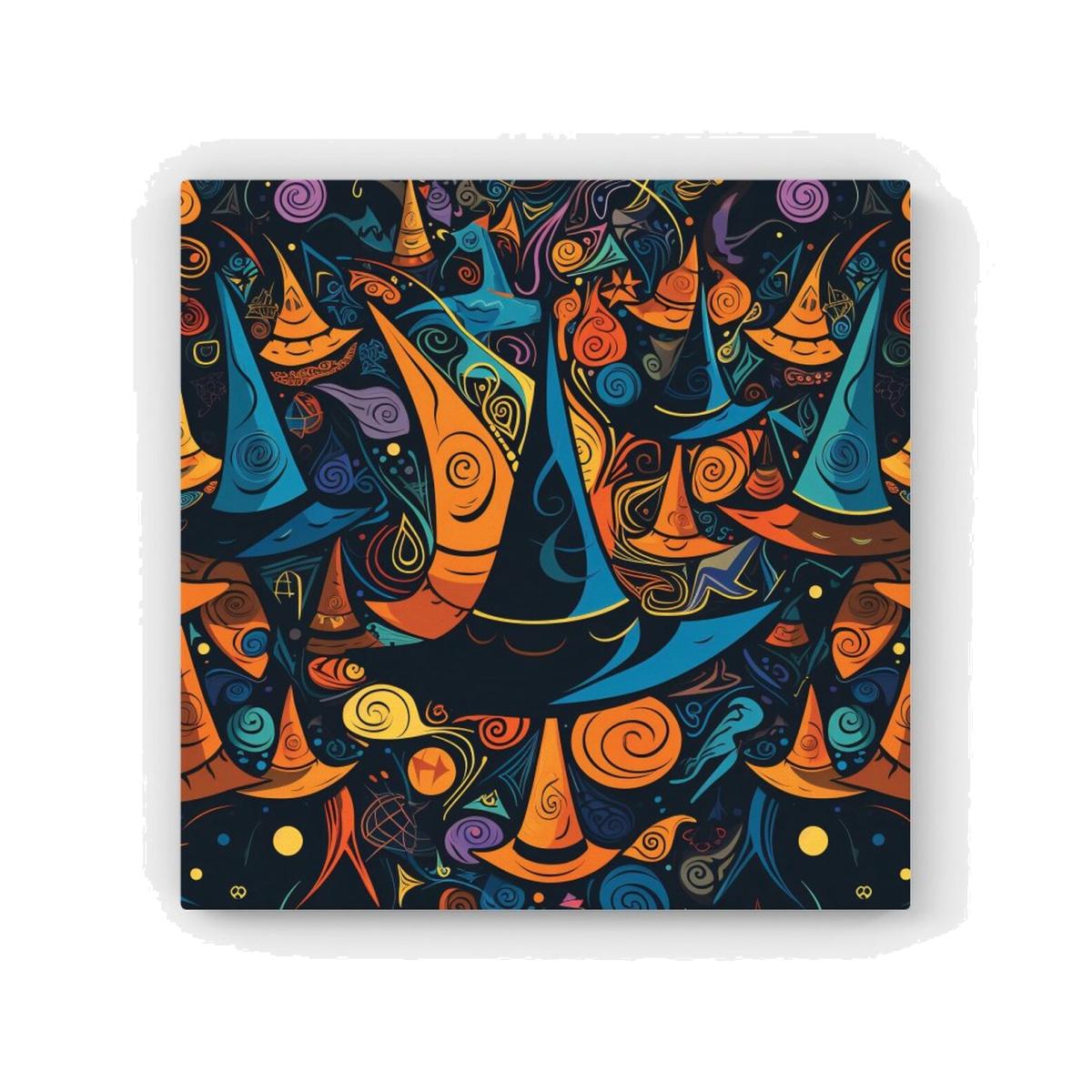 Imaginative Abstract Witches Hats HD Metal Print - Orange / 40cm