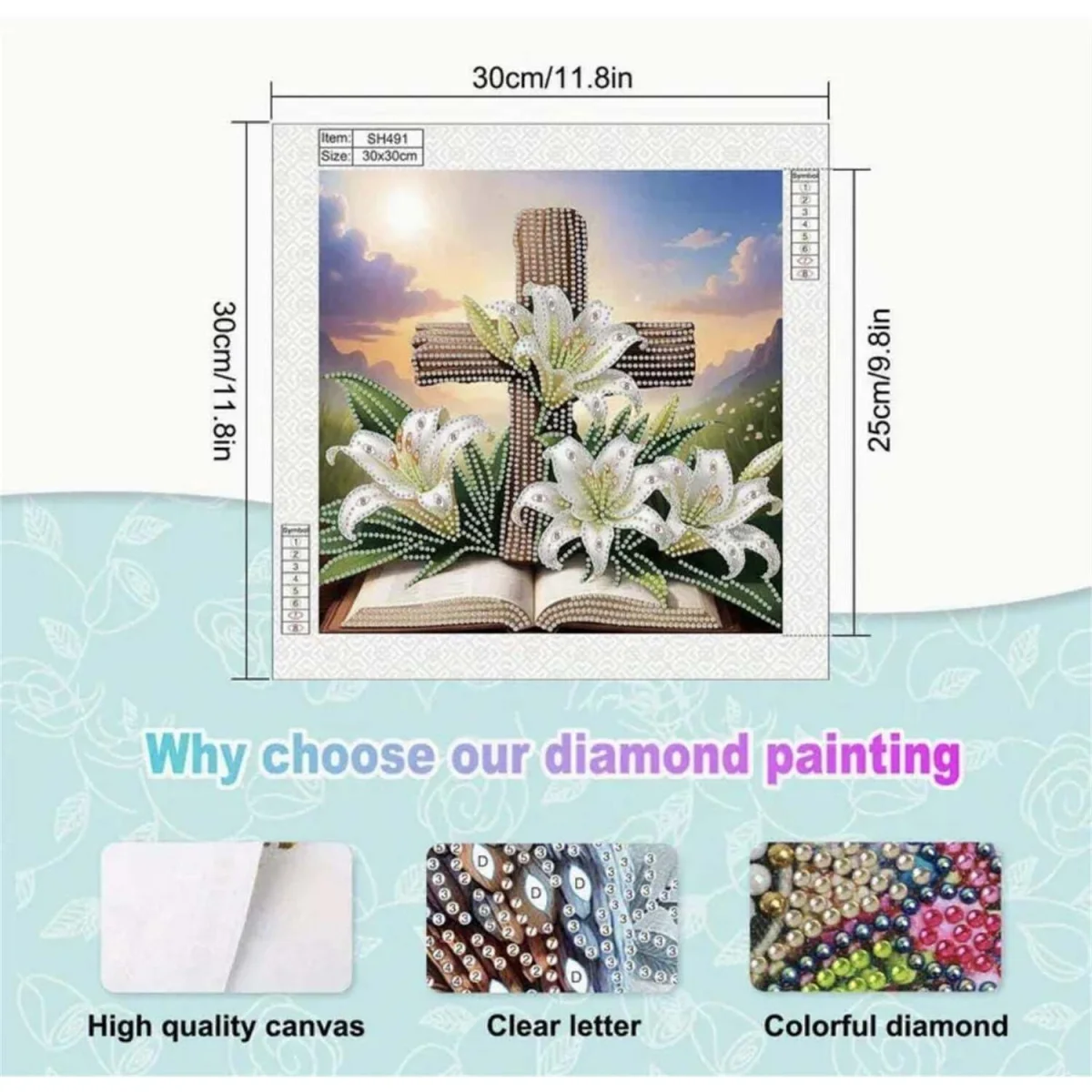 Cross and Bible Diamond Art Painting Kit - Multi – image 6