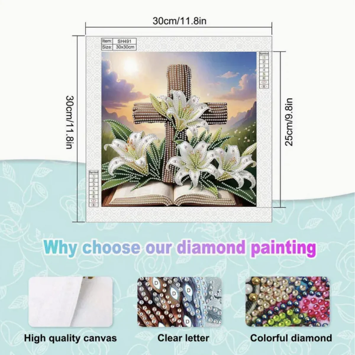 Cross and Bible Diamond Art Painting Kit - Multi – image 10