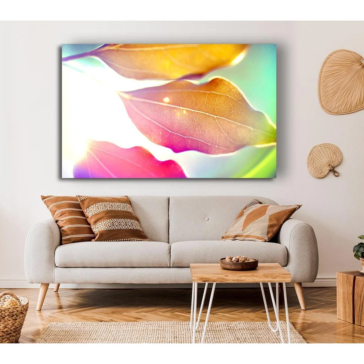 Coloured Leaves Canvas Print Wall Art - Yellow / 66.04cm – image 4