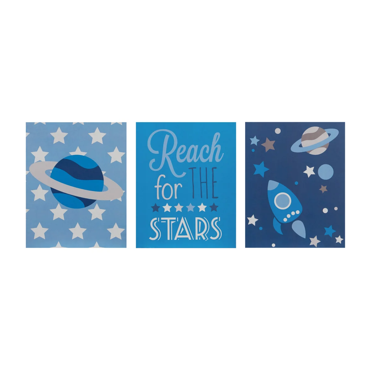 Kids Set of 3 Reach For The Stars Wall Plaques - Blue