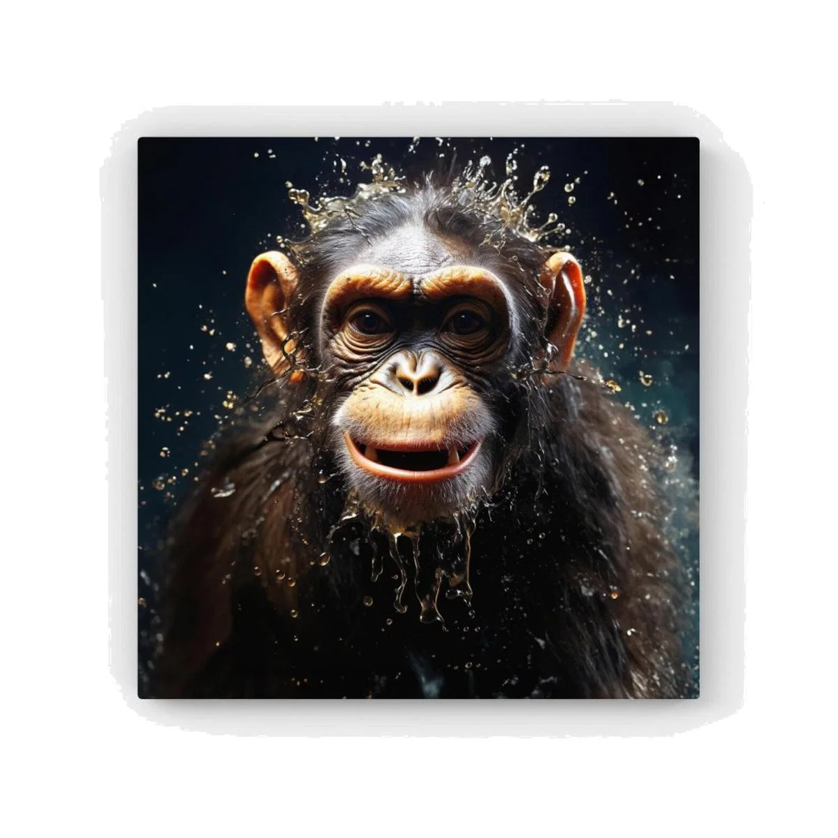 Realistic Monkey Face Splashart Canvas Print - Black / 40.6cm