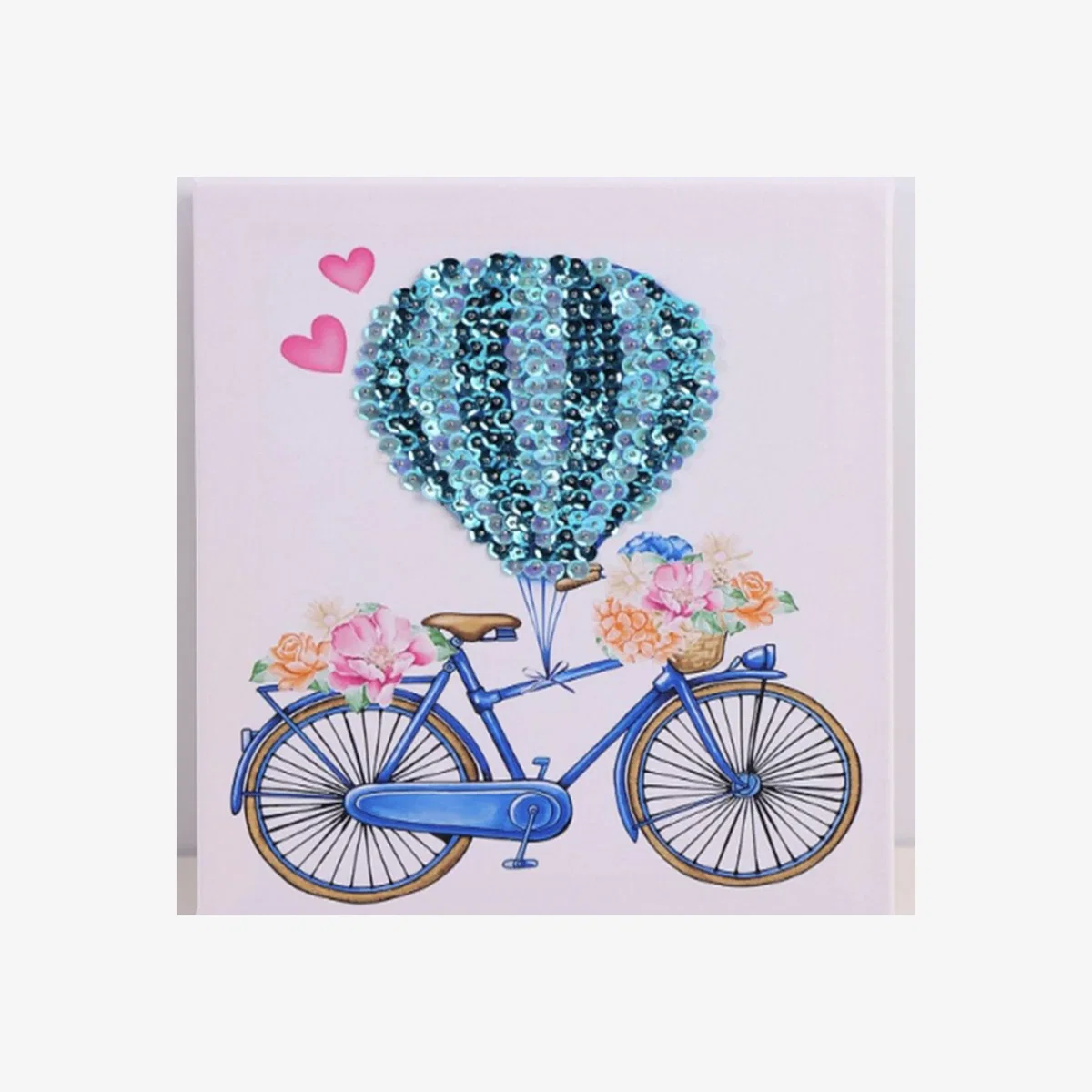 Hot Air Balloon Bicycle Sequin Embroidery Wall Art Kit - Multi