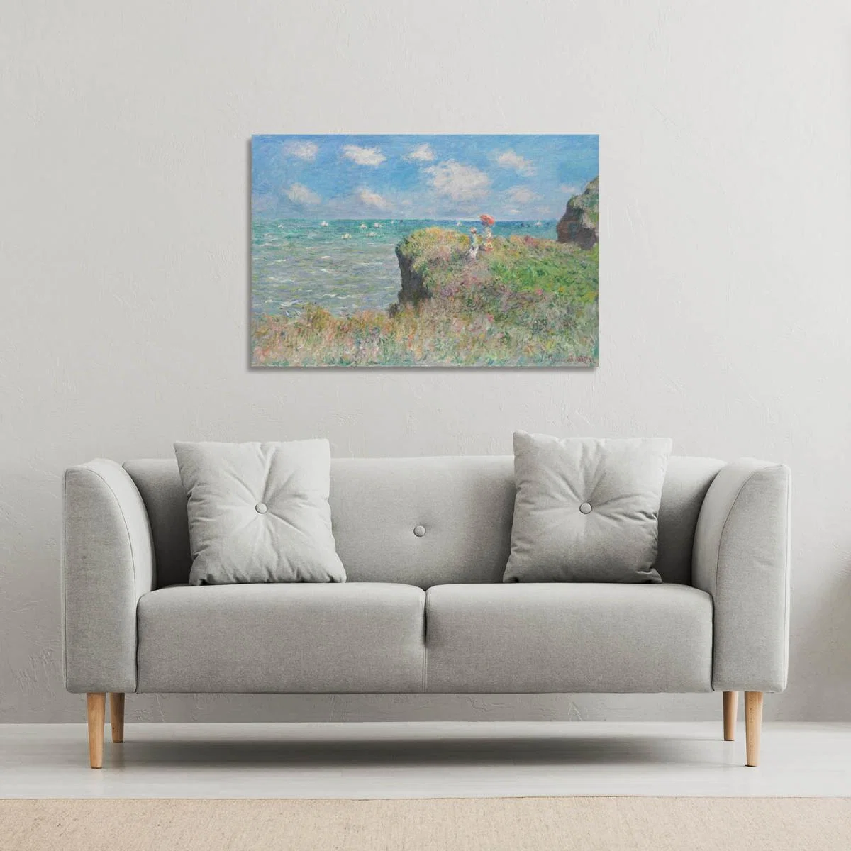 Claude Monet - Cliff Walk At Pourville, Canvas print - Blue / 61cm / 91cm – image 3