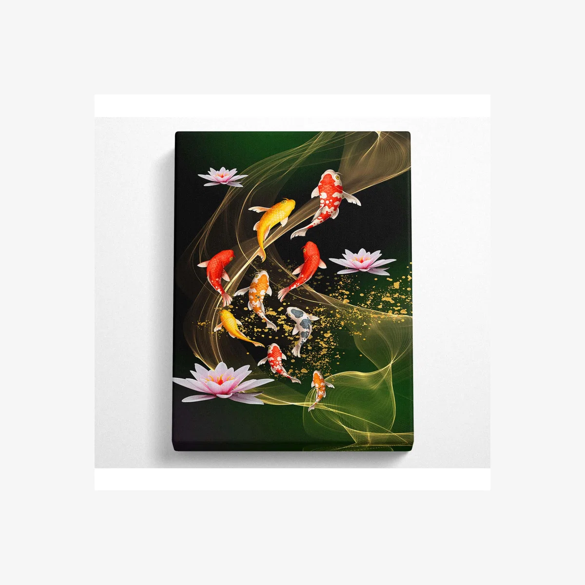 Coloured Koi Fish Canvas Print - Black / 81.28cm