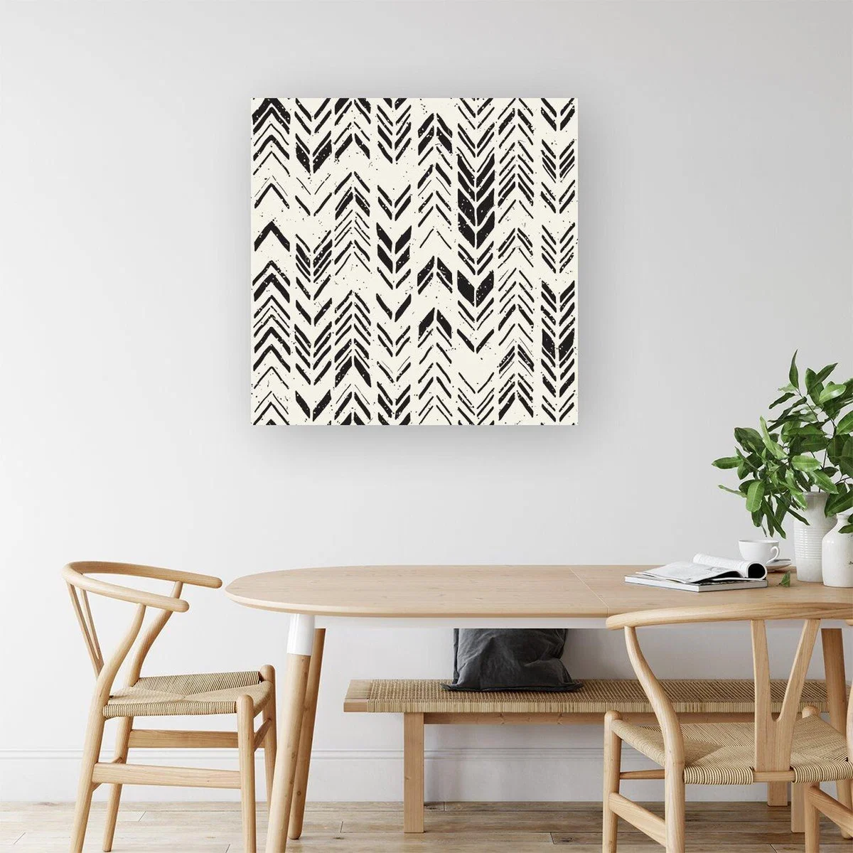 Hand Drawn Chevron Pattern Canvas Print - Grey / Small – image 2