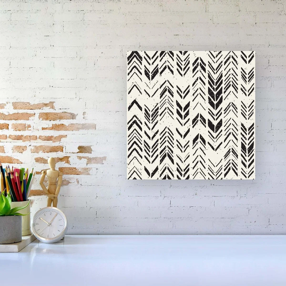 Hand Drawn Chevron Pattern Canvas Print - Grey / Small – image 4