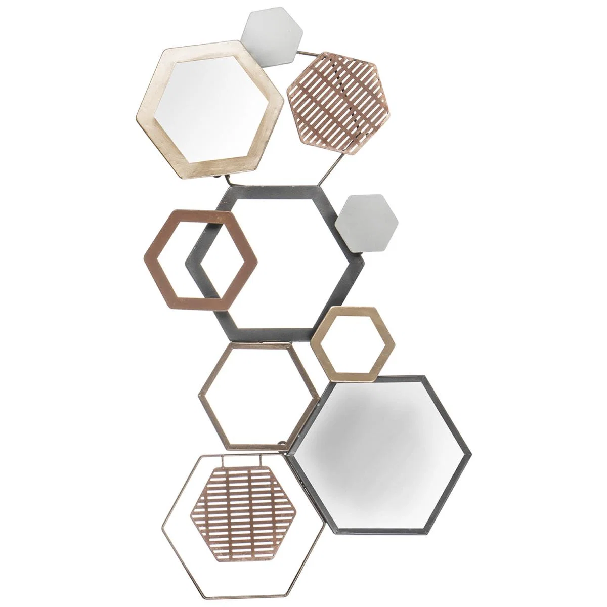 Hexagonal Metal and Mirrored Wall Art – image 2