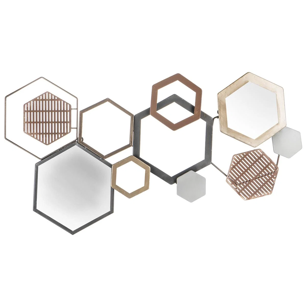 Hexagonal Metal and Mirrored Wall Art – image 3