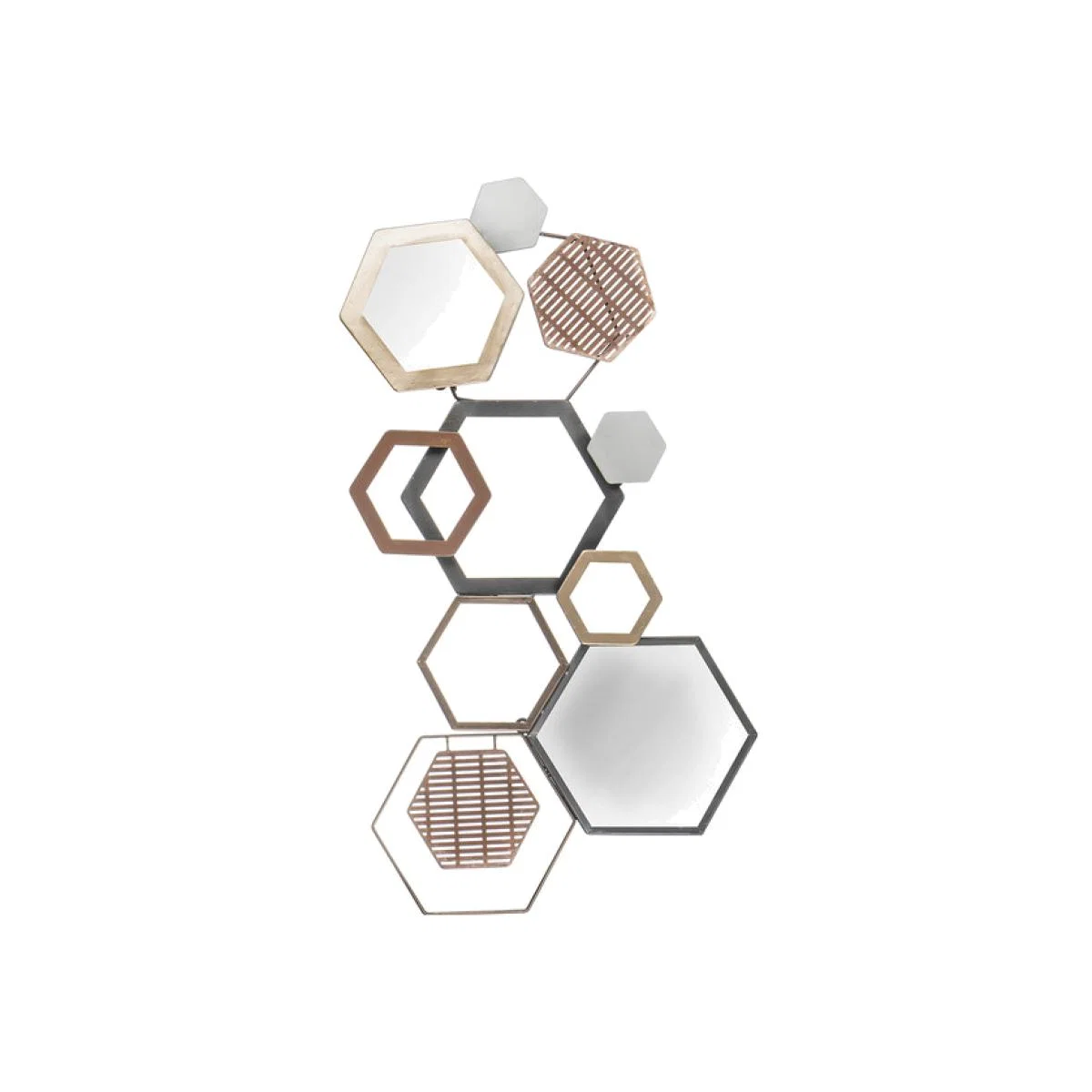 Hexagonal Metal and Mirrored Wall Art – image 1