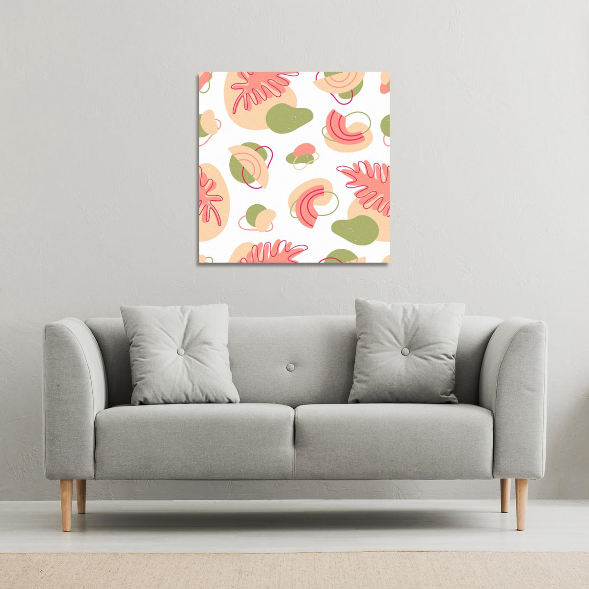 botanical elements with line art Canvas Print - Pink / 90cm – image 3