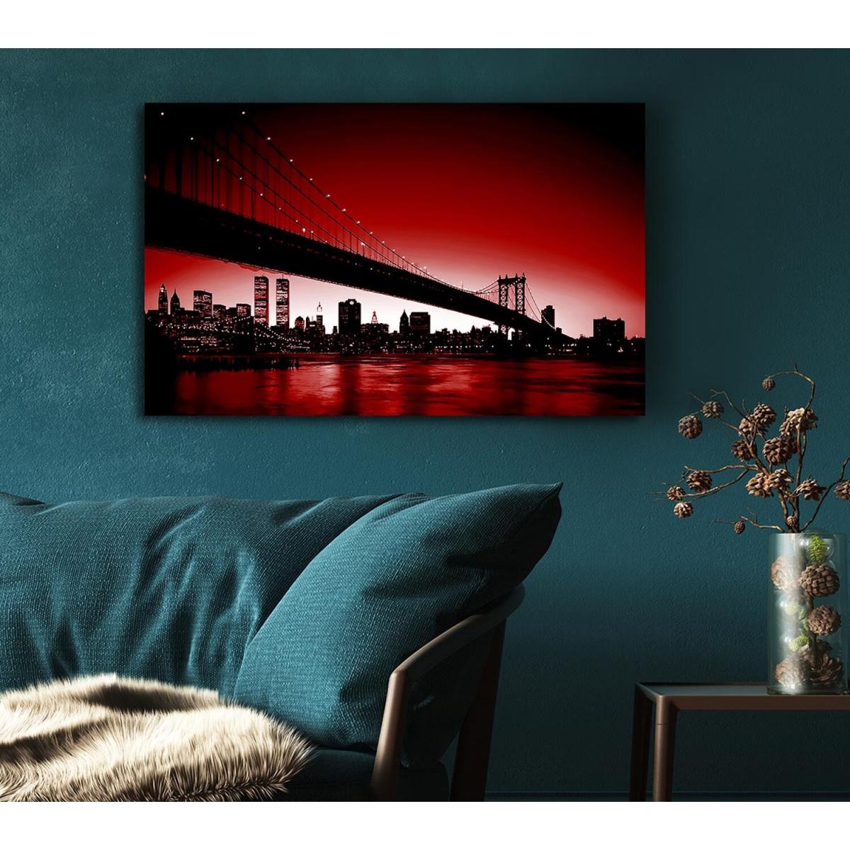 New York City Afar Red Canvas Print Wall Art - Yellow / 50.8cm – image 4