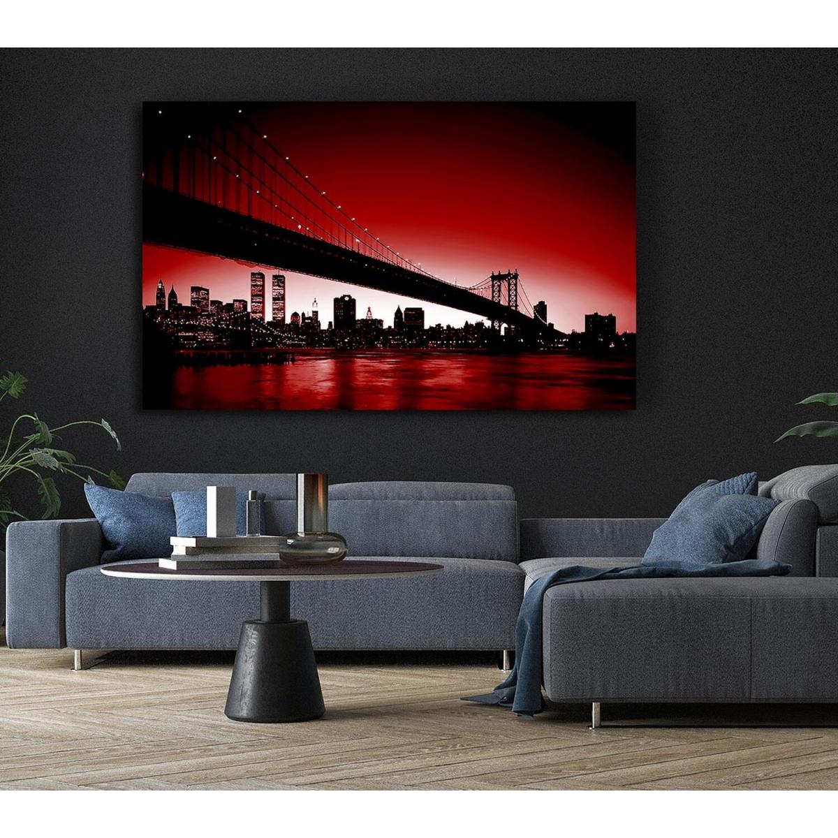 New York City Afar Red Canvas Print Wall Art - Yellow / 50.8cm – image 5