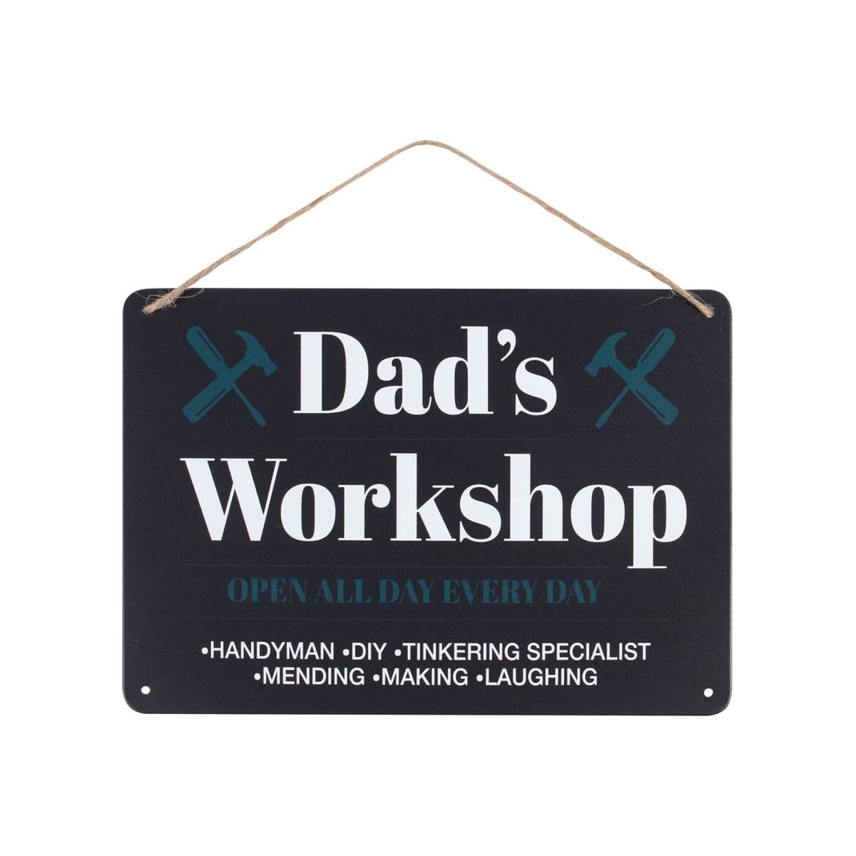 Dad's Workshop Hanging Metal Sign - Black – image 1