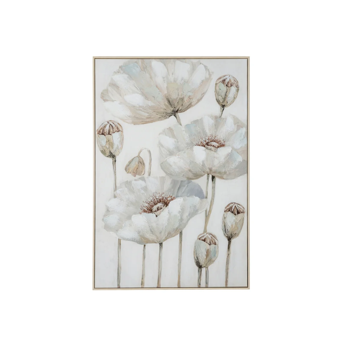 Uniqueful Poppy Stems Handpainted Framed Canvas Wall Art – image 1