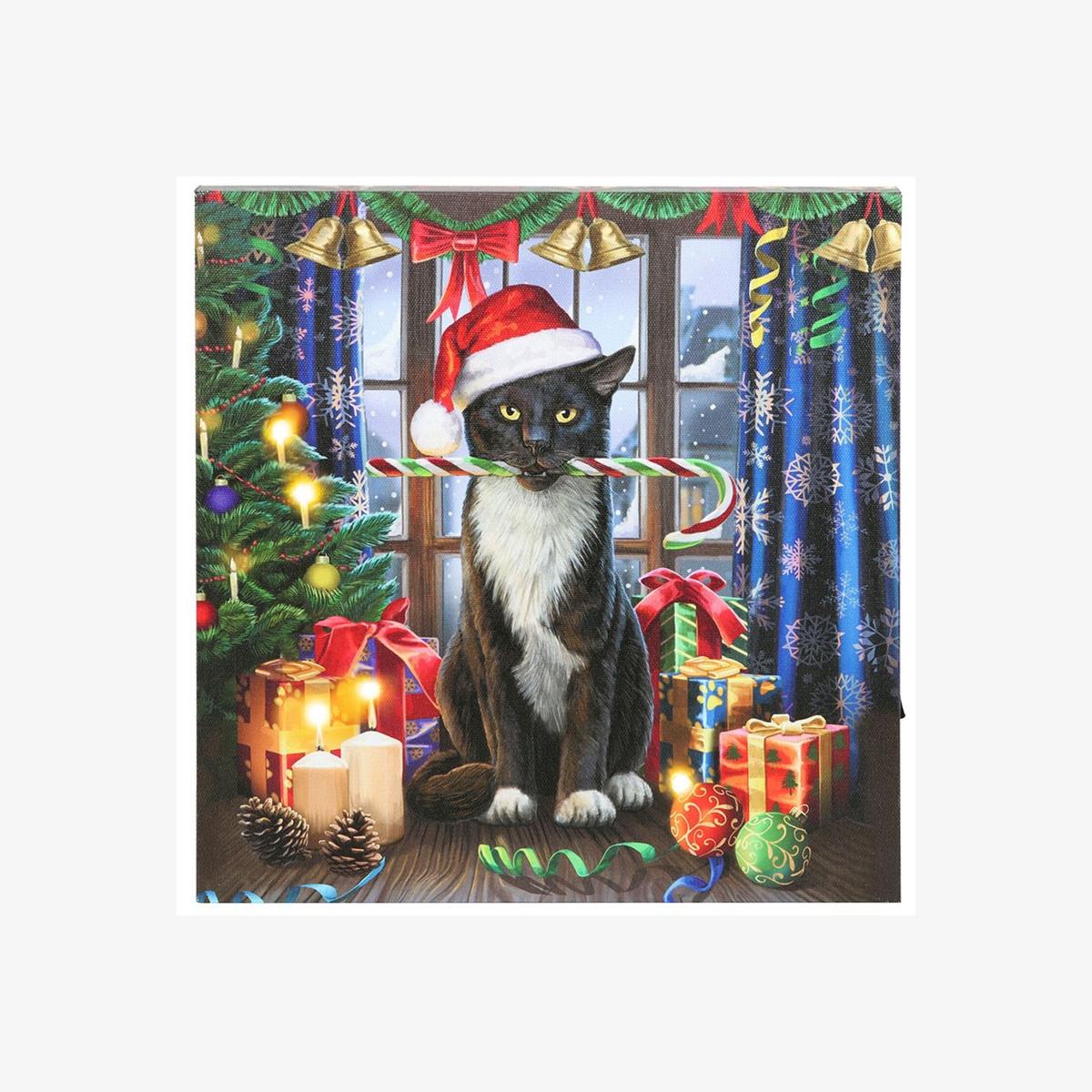 Krampuss Light Up LED Christmas Canvas Plaque - 30 x 30cm