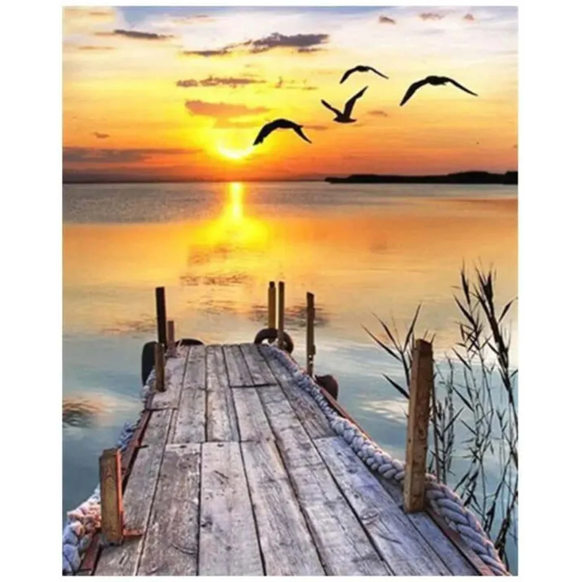 Boat Port Sunset Diamond Painting Kit - multi – image 2