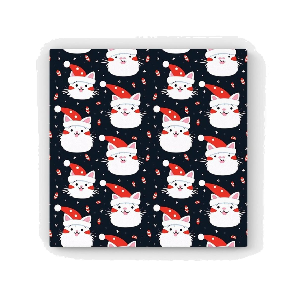 Cute Cats Wearing Santa Claus Hats HD Metal Print - Red / 30cm