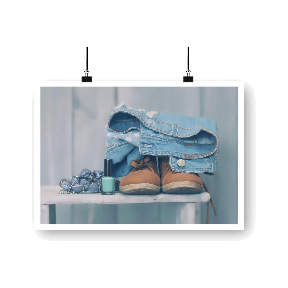 Shoes On The Bench Art Print - Blue / 29.7cm – image 1