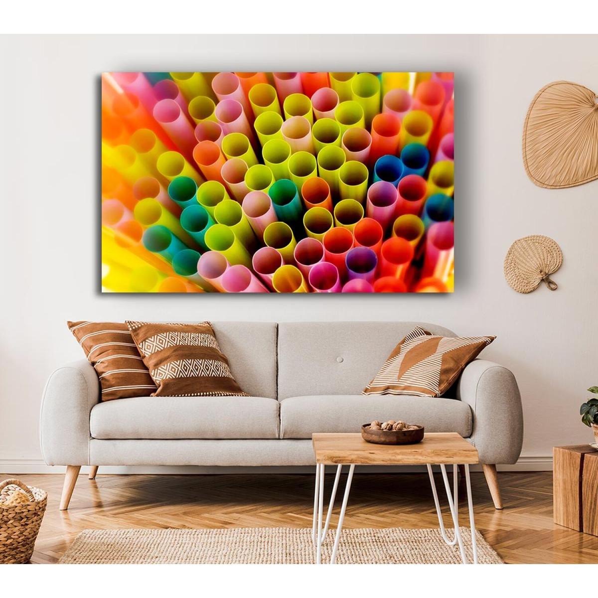 Colourful Straws Canvas Print Wall Art - Yellow / 35.56cm – image 4